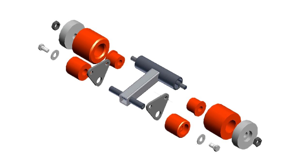 RCV Roller w/Square Tube Assy with D88K 2-1/4" Idler Wheel